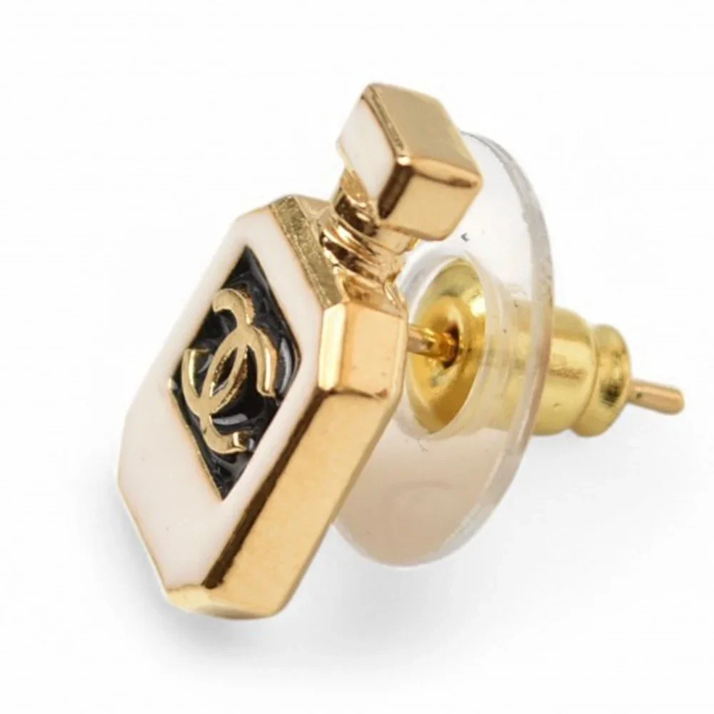 CHANEL Gold Logo Earrings